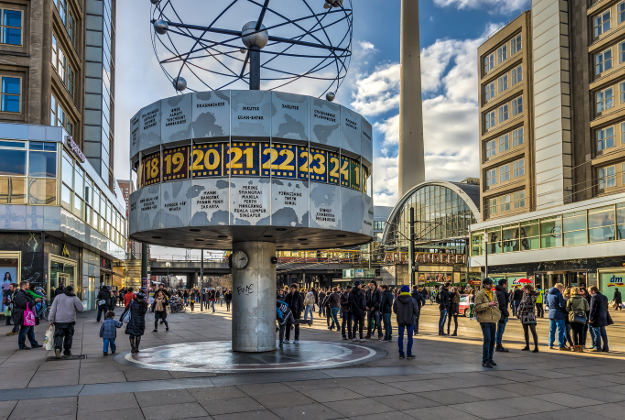 Alexanderplatz, a busy shopping area in Berlin.