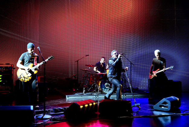 U2 performing on the Graham Norton show, filmed at the London Studios, London. Picture date: Thursday October 16, 2014. Image by: Ian West/PA Wire.