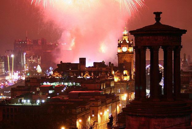 Hogmanay fireworks over Edinburgh