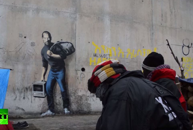 Banksy was back in Calais with a new mural depicting Steve Jobs