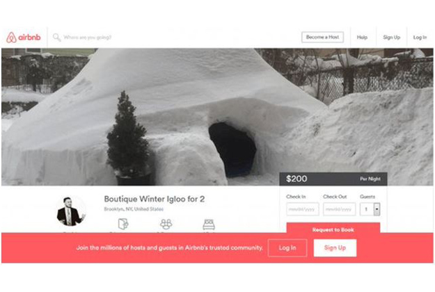 The Airbnb posting described the structure as a "Boutique Winter Igloo for 2". 